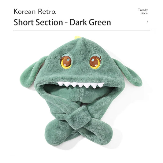 Cheap Animal Cute Winter Thermal Adult Kids Fur Scarf Hat