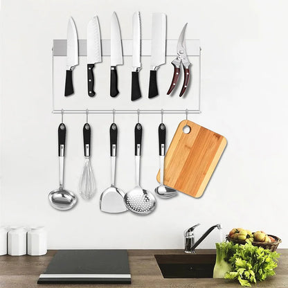 Knife Holder Rack  Wall Mounted Strength Holder Magnet Knife Magnetic Holder with Hooks for Kitchen