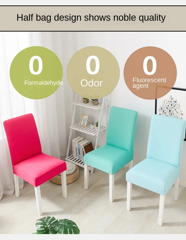 Simple Modern Household Dining Chair Slipcover Half-Pack Stretch Polyester Cover Wear-Resistant and Dustproof