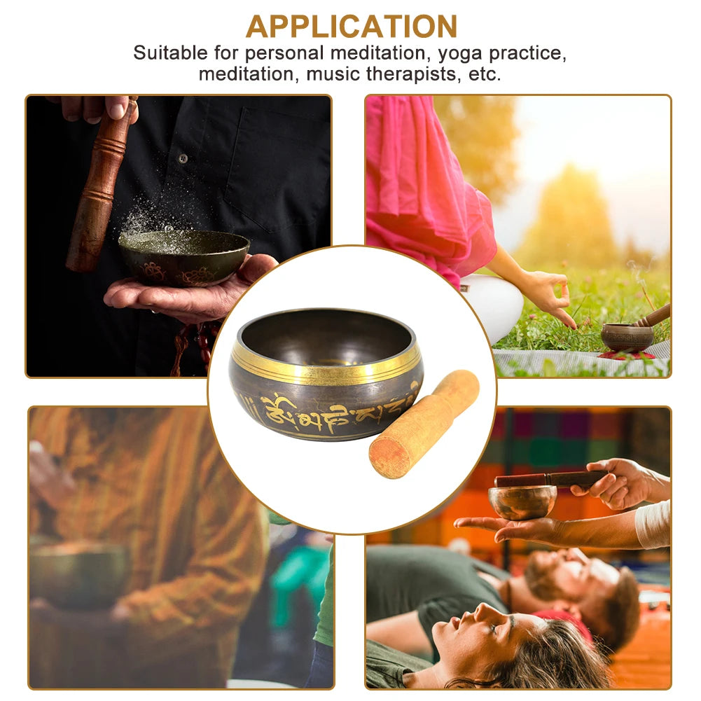 Tibetan Chime Singing Bowl Striker Handmade Buddha Yoga Meditation Sound Yoga Meditation Healing Copper Singing Bowl