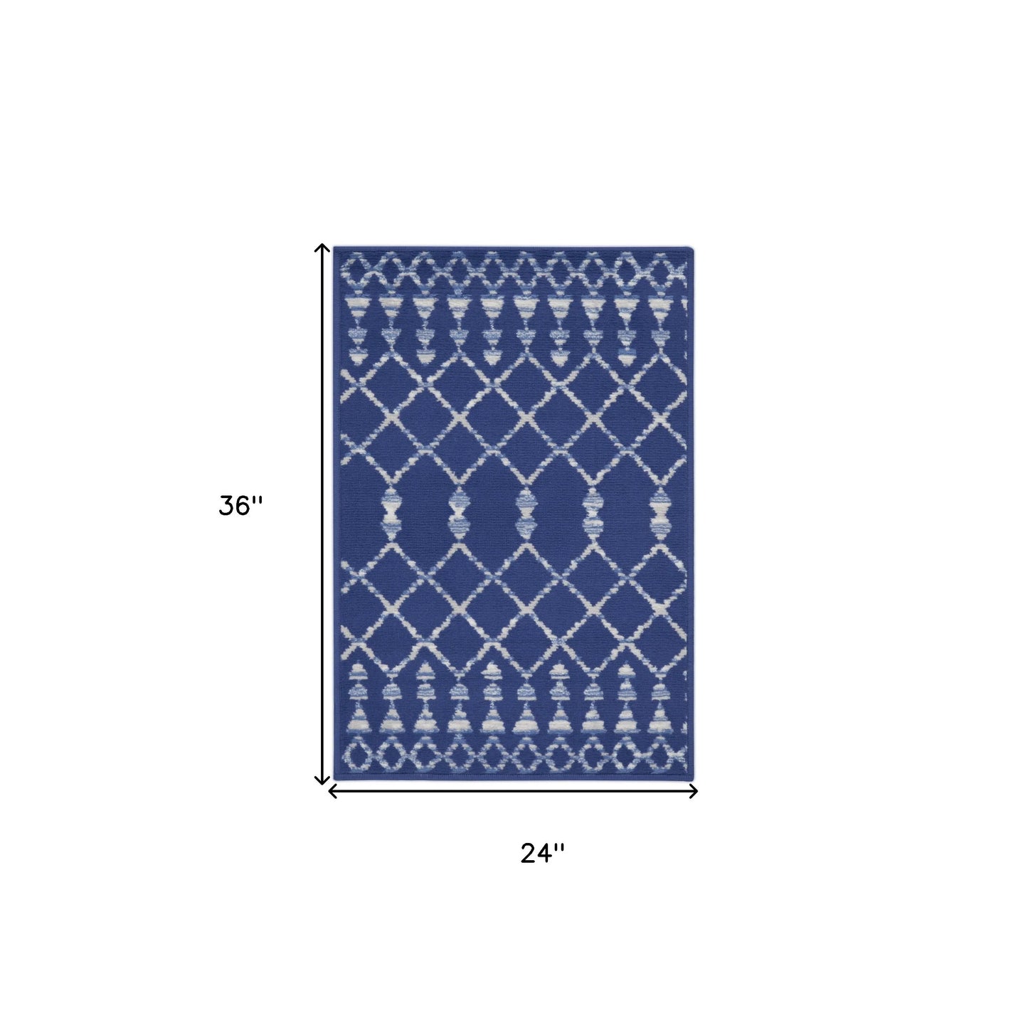 HMS Ivory and Blue Geometric Area Rug 2' X 3' Kids Floor Mats