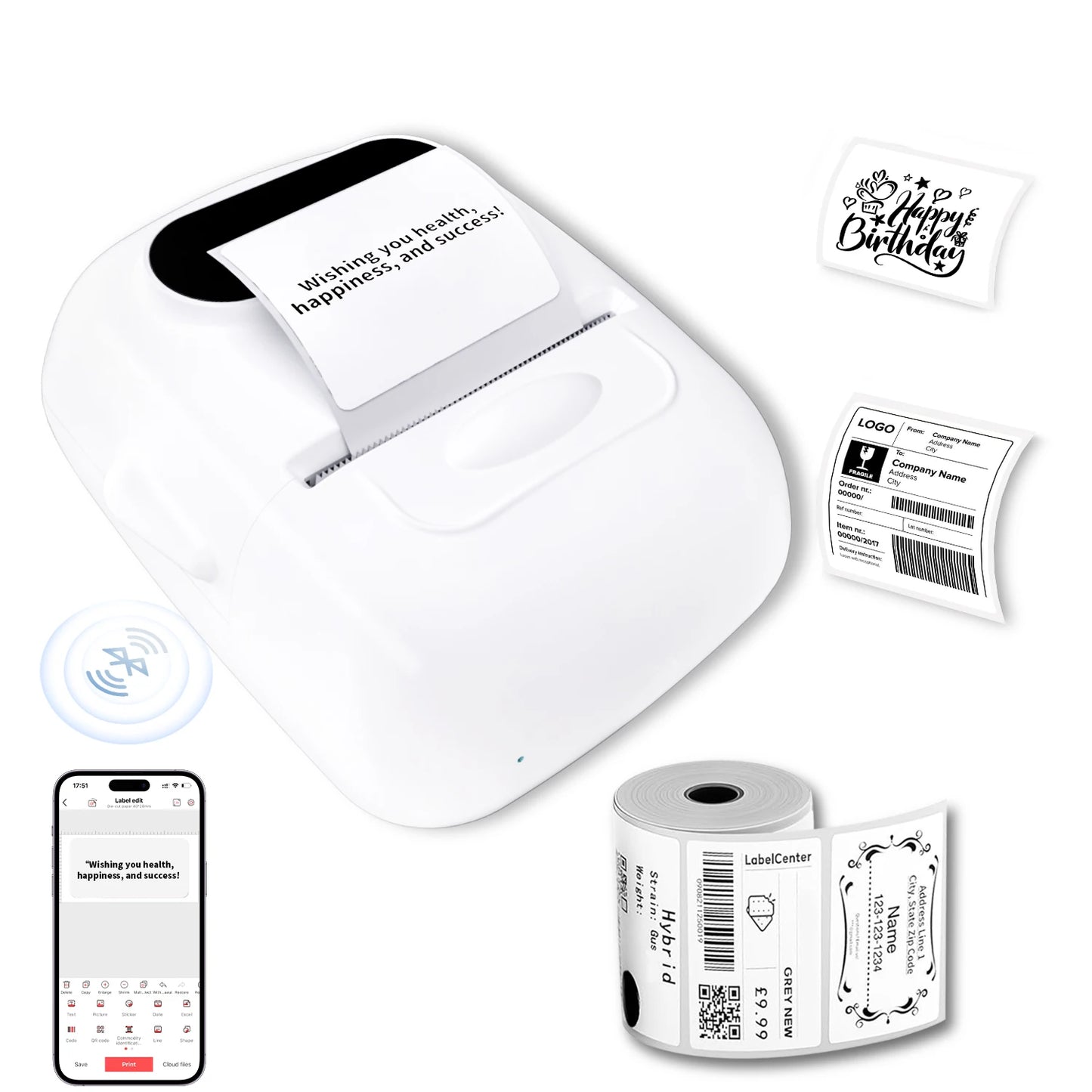 Marklife P50 58mm Thermal Receipt Sticker Barcode Mini Printer for Small Business Jewelry Perfect Christmas Present 57mm Stock