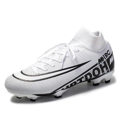 Football Shoes High Mid-Top Lace up Soccer Futsal Shoes Football Boots FG HG TF PU Leather Team Sports Boy's Men's Women's