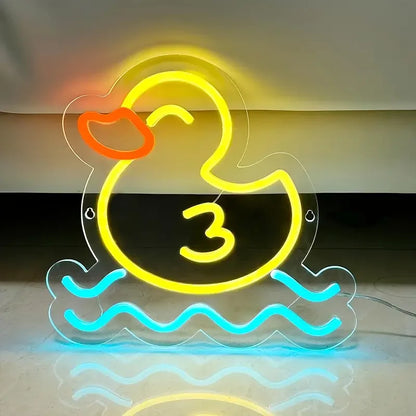 USB Powered Neon Light Custom-Size Lemon Yellow Duck LED Wall-Mounted Lamp Kids' Bedroom Decor Gifts IP65 Rated Plastic Silicone