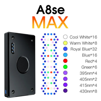 A8SE II Max Blue 240W Full Spectrum Aquarium LED Light Durable Plastic WiFi App Programmable for Saltwater Coral Rectangle Box