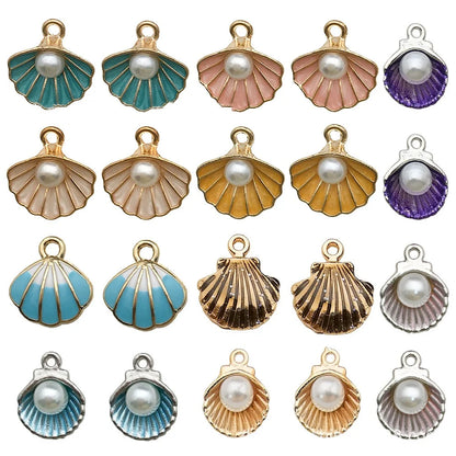 Hot Sale Natural Crafts Alloy Ocean Starfish Conch Seashell Enamel for DIY Nautical Jewelry Making Home Decoration