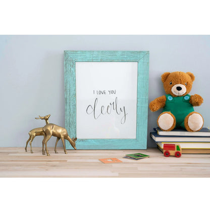 HMS 22\" X 28\" Rustic Farmhouse Light Aqua Blue Wood Frame Stylish Decorative Item