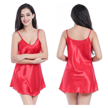 Home Sleeping Dress Women's Over Hip Hanging Strap Colored Loose Large V-Neck Sexy Back Layup Short Skirt