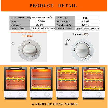 10L Nail Tool Sterilizer Large Capacity Multifunctional Dry High Temperature Sterilizer 1000W For Sterilizing Hair Salon Tool