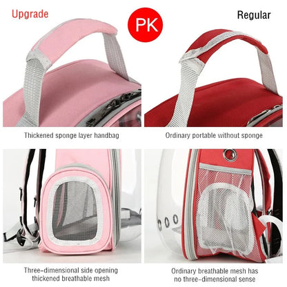 Portable Breathable Oxford Polyester Zipper Transparent Outside Cat Bag Pet Backpack Carrier for Cats
