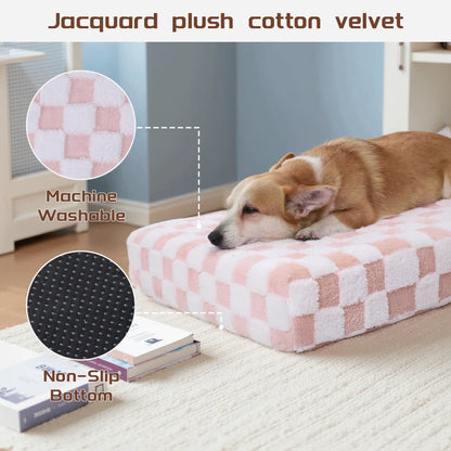 Orthopedic Support Dog Bed with Memory Foam Waterproof Reversible Luxury Velvet Pet Bed for Large Medium Dogs