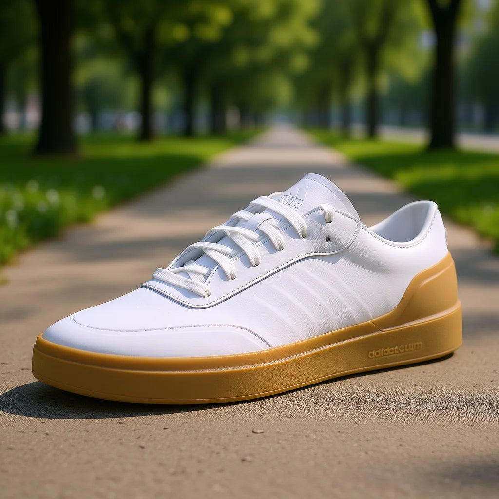 For Men's Court Revival Lace-up Solid Sneakers Cloud White Gum Fashionable Height Increasing EVA Insole Walking Shoes