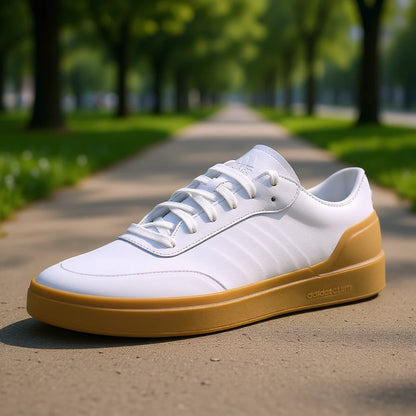 For Men's Court Revival Lace-up Solid Sneakers Cloud White Gum Fashionable Height Increasing EVA Insole Walking Shoes