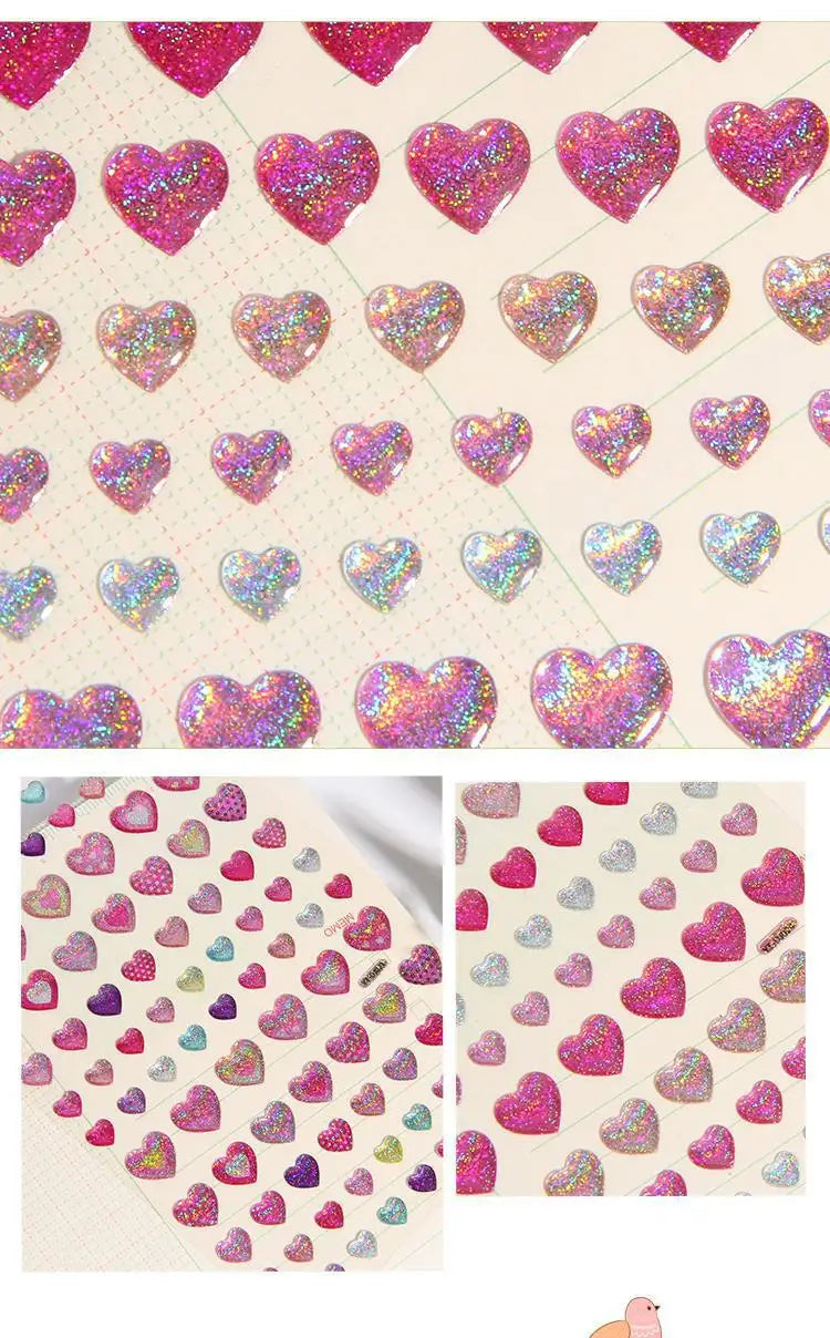 Glitter Magic Crystal Love Star Sticker 3D Shiny Gem Three-Dimensional Sticker Phone Notebook Diary DIY Gift Decoration For Girl
