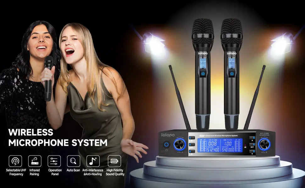 IQlQPQ HT2288 Professional UHF Wireless Dynamic Handheld Mic Portable Conference KTV & Church Microphone Kids Compatible