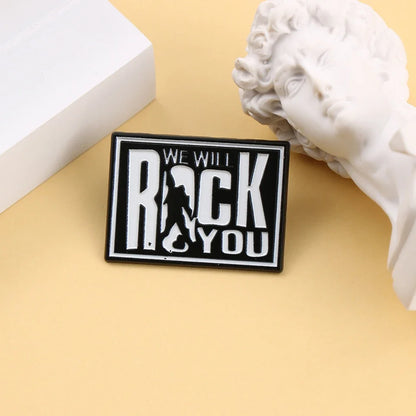 Shmik Funny Rock and Roll Band Enamel Pin Punk Letters Badge Album Collection Jewelry Gift for Music Fans