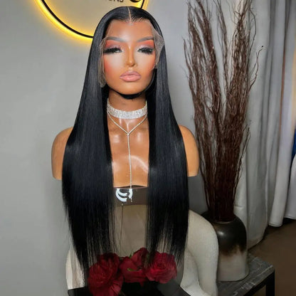 Natural Black 6*6 Glueless Straight 13*4 Full Lace 100% Human Hair 180 Density Wigs 13x6 Lace Front Wigs Preplucked 4C Hairline