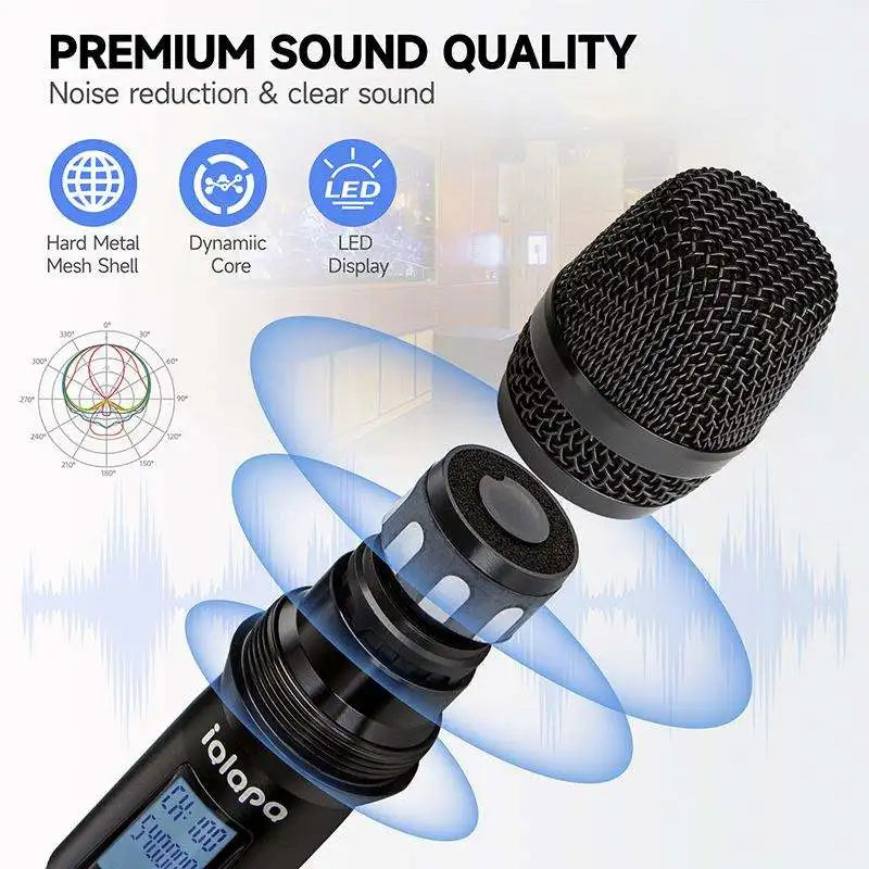 IQlQPQ HT2288 Professional UHF Wireless Dynamic Handheld Mic Portable Conference KTV & Church Microphone Kids Compatible