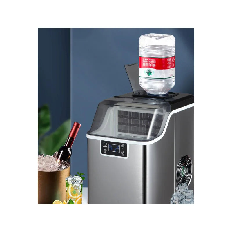 Hicon Tisch-Eiswürfelmaschine, 1 Gallone (3,8 Liter), automatische Selbstreinigung, quadratische Eiswürfel, 44 Pfund (20 kg)/24 Stunden, 24 Eiswürfel in 15 Minuten, inklusive Eisschaufel