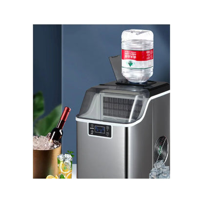Hicon Tisch-Eiswürfelmaschine, 1 Gallone (3,8 Liter), automatische Selbstreinigung, quadratische Eiswürfel, 44 Pfund (20 kg)/24 Stunden, 24 Eiswürfel in 15 Minuten, inklusive Eisschaufel