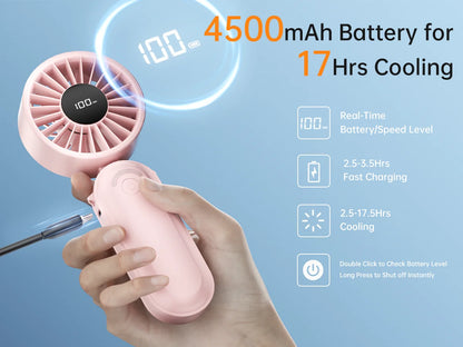 Multifunction Handheld Fan 4500mAh Power Bank Function Foldable Design 5 Speed Wind for Travel Camping and Daily Use