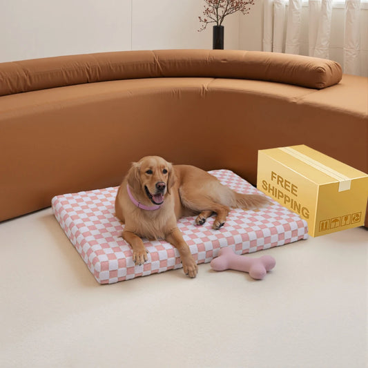 Plush Orthopedic Memory Foam Dog Bed Large Luxury Waterproof Reversible Pet Bed with Washable Cover & Non-Slip Bottom