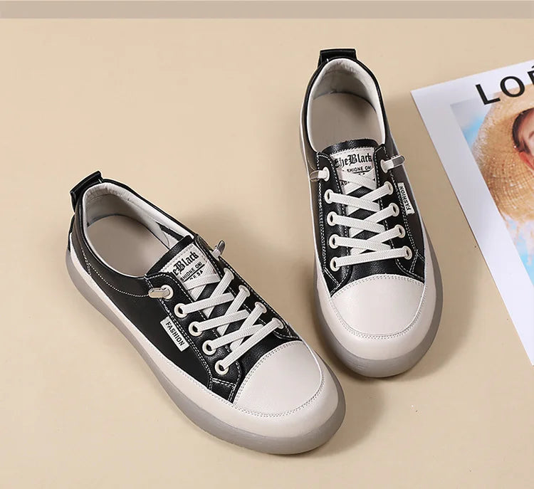 2026 Summer New Style Genuine Leather White for Women Flat Shoes That Are Not Tiring for Feet Lazy Shoes Fashionable Sneakers