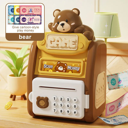 New Unisex Kids Plastic Piggy Bank Pet Fingerprint Password Artificial Intelligent Automatic Roll Coins Access Toys Children