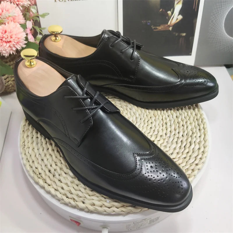Brogue Pattern Classy Dress Shoes for Men Comfortable Wedding Occasion Men Formal Dress Shoes