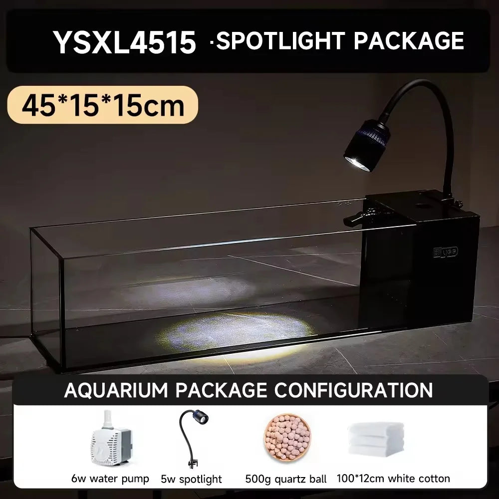 Wholesale 20 Gallon Ultra Clear Low Iron Glass Betta Aquarium Kit  Desktop Fish Tank Decoration with Water Pump and LED Light