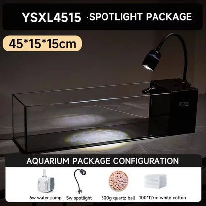 Wholesale 20 Gallon Ultra Clear Low Iron Glass Betta Aquarium Kit  Desktop Fish Tank Decoration with Water Pump and LED Light