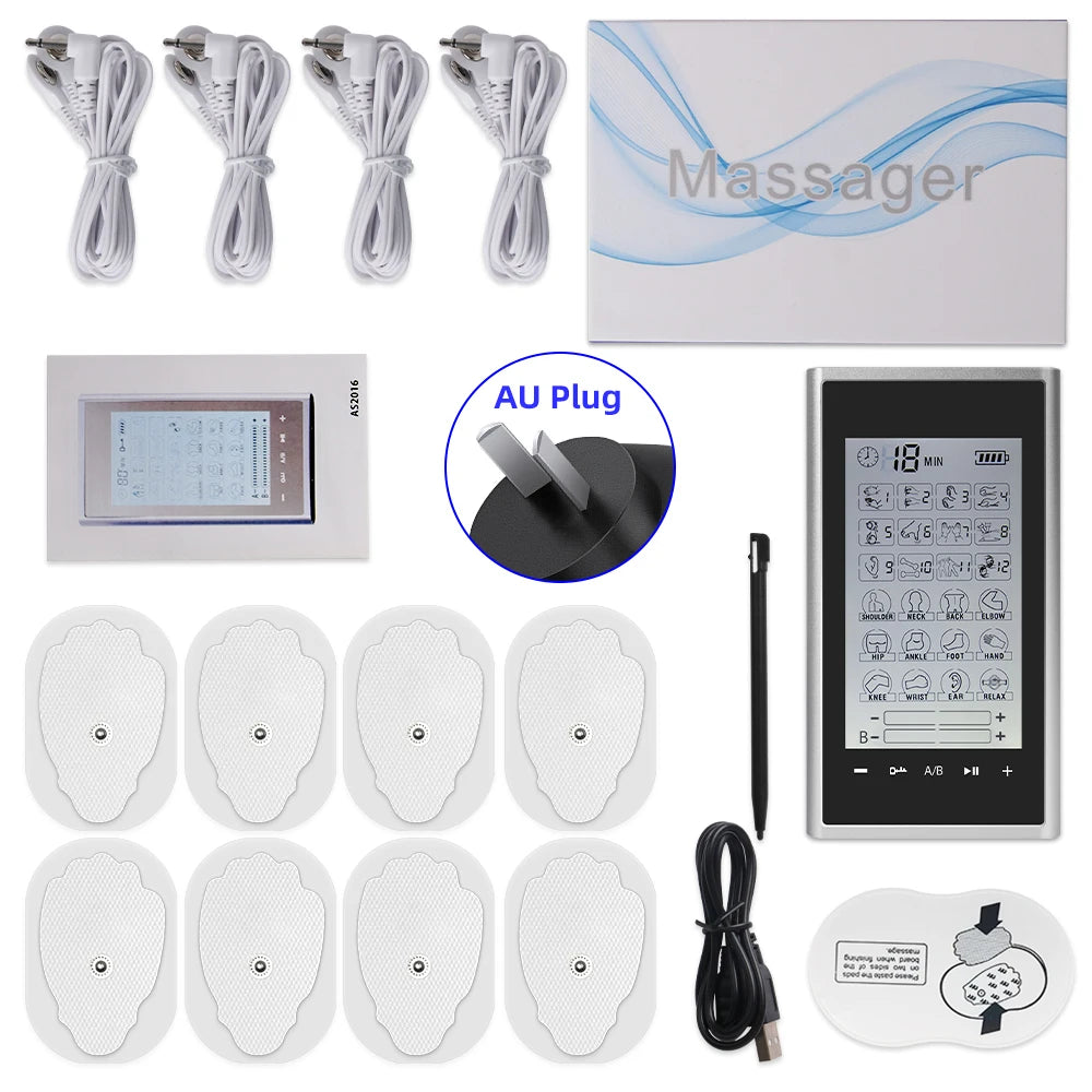 4 Output Channel 24 Modes EMS Eletric Professional Muscle Stimulation Physiotherapy Tens Electrodes Machines Body Massager Pads