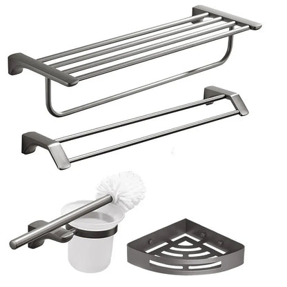 Gun Grey Bathroom Hardware Towel Bar Set Stainless Steel Bathroom Accessories Set