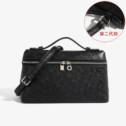Signature Chic Lunch Bag Versatile Single-Shoulder Pu Cosmetic Bag Women Niche Elegant Crossbody Box Purse Zipper Small
