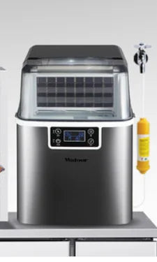 Hicon Tisch-Eiswürfelmaschine, 1 Gallone (3,8 Liter), automatische Selbstreinigung, quadratische Eiswürfel, 44 Pfund (20 kg)/24 Stunden, 24 Eiswürfel in 15 Minuten, inklusive Eisschaufel