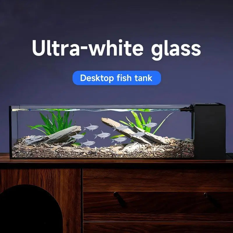 Wholesale 20 Gallon Ultra Clear Low Iron Glass Betta Aquarium Kit  Desktop Fish Tank Decoration with Water Pump and LED Light