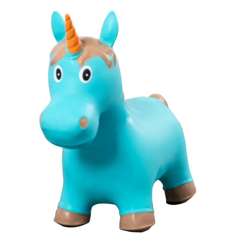 Custom Pvc Inflatable Toddler Riding Bull Unicorn Horse Toys Ride Plastic Jumping Horse Jump Animal Toy Outdoor Toys for Toddler