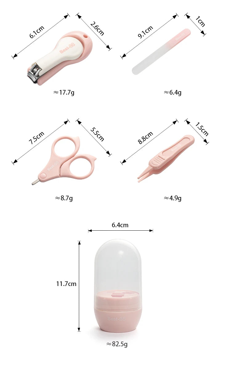 Eliter Hot Sell in Stock 4 in 1 Pink Blue With Plastic Tube Baby Set Babi Care Tool 4In1 Manicure Kids Cute Manicure Set
