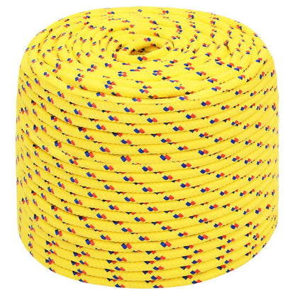 W2B VidaXL 0.31\" Yellow Boat Rope 82.0' Braided Polypropylene HDPE Polyethylene Nylon Polyester-Coiled Packing