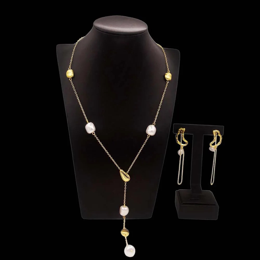 Zhuerrui Cheap African Gold Jewelry Sets Fashion Sweater Chain Jewelry Set Exquisite Women's Costume Accessories HV2301525