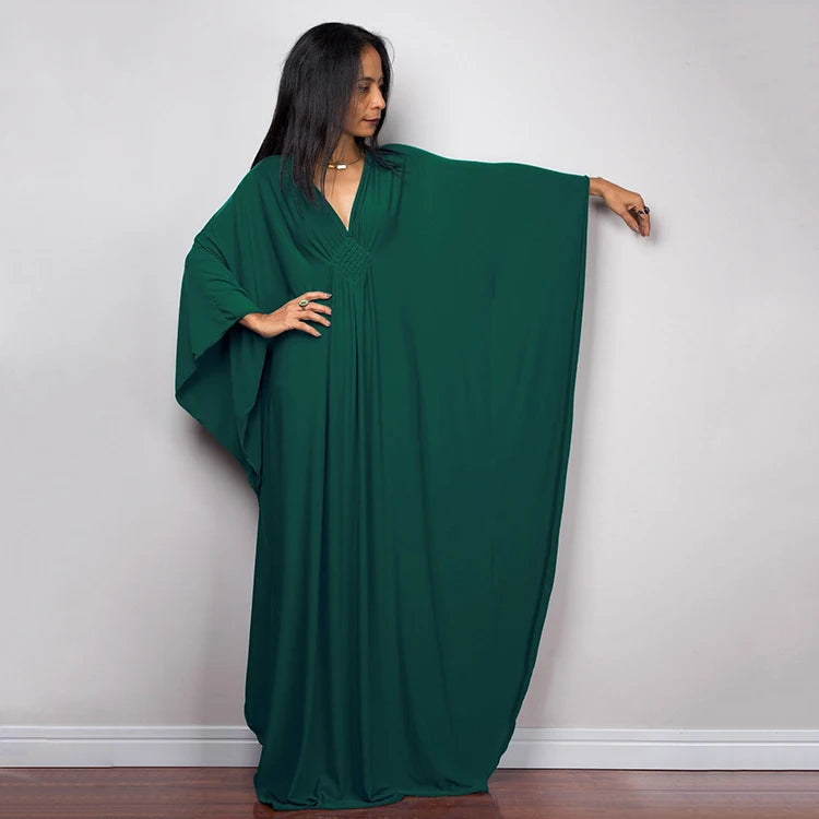 Trendy Design Knot Beach Maxi Dresses Solid V Neck Women Dress Clothing