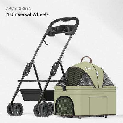 (Ready to Ship) Manufacture 4 Universal Wheels Cheap Convenient Pet Stroller for Puppy and Kitty Outdoor Walking Trolley