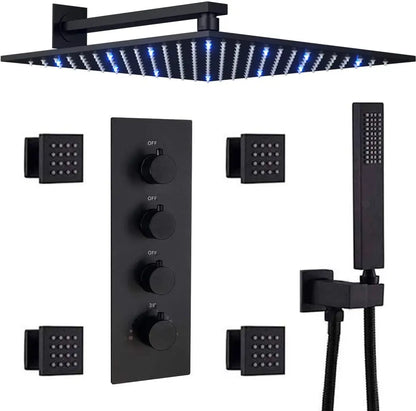 Luxury Full Body Shower System Black Shower Faucets Sets Complete