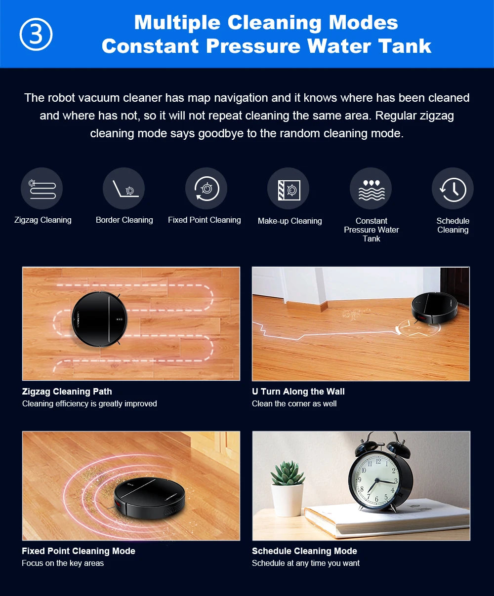 Liectroux M7S Robot Vacuum Cleaner,Smart Dynamic Navigation,4000Pa,Wet Mop,WiFi,Silent,Work with Alexa & Google Home