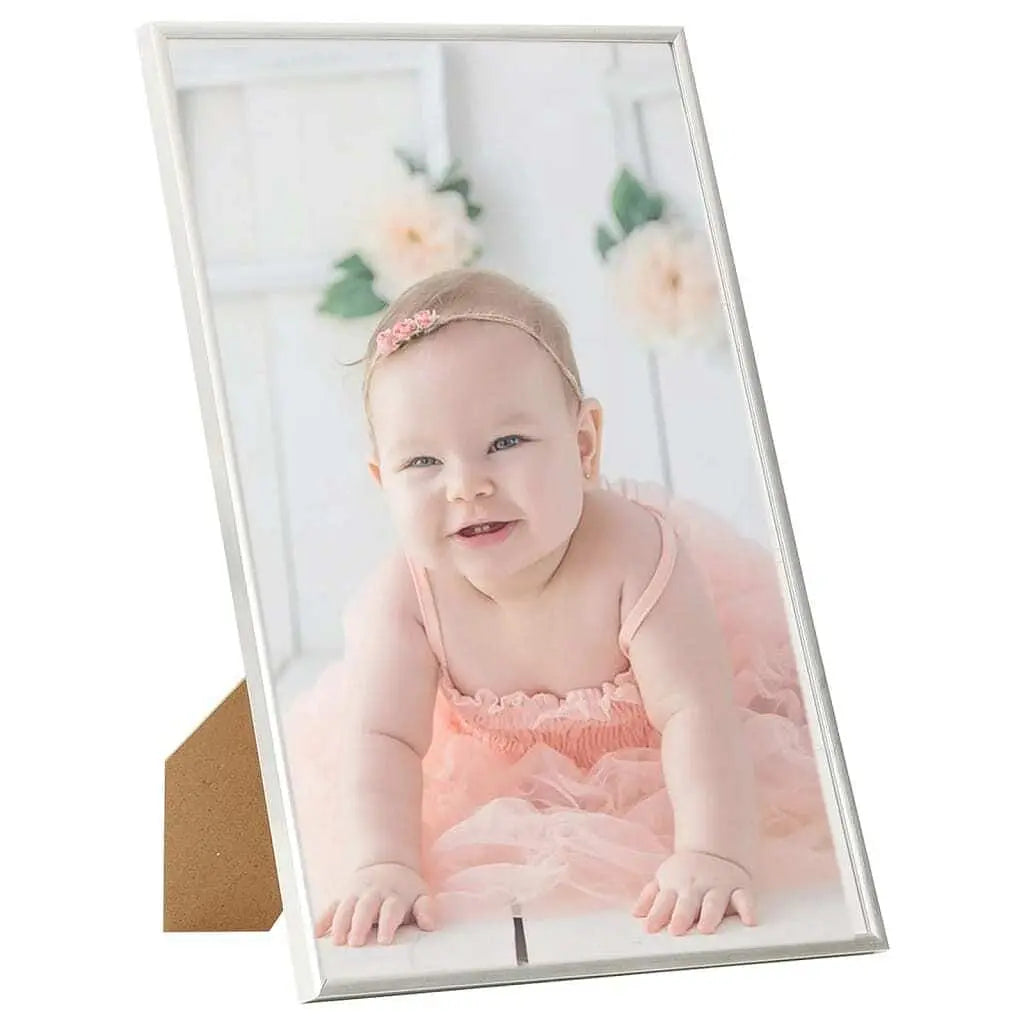 W2B VidaXL Silver PVC MDF PS (Polystyrene) Photo Frame Set of 5 Customizable Logo Gift Box