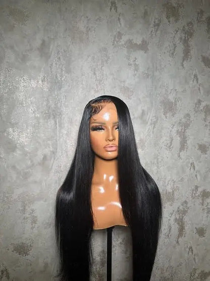 30 Inch 13x4 Pre-Plucked Brazilian Human Hair Wig Straight Transparent Lace Front Bleached Knots Long Length for Black Women