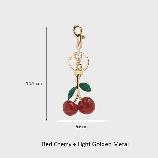 Cherry Bag Charm Fashion Accessories Golden Key Chain Glitter Resin Purse Charm for Bags
