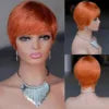 Pixie Cut Human Hair Wig Short Straight  Layered Full Machine Made Wig 100% Remy Human Hair for Black Women Natural