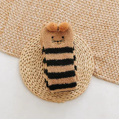 Japanische Mori-Mädchen-Tier-Kniestrümpfe, gestreift, niedlich, Kompression, Herbst/Winter, warm, kuschelig, lange Oberschenkelstrümpfe