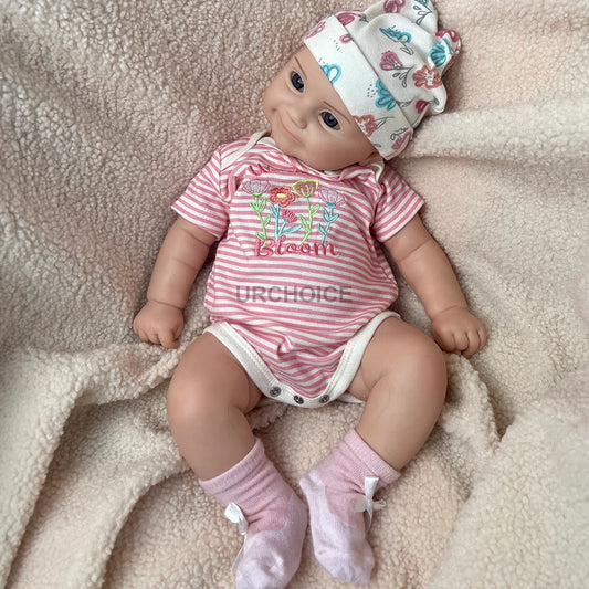 Smiling Face Soft Silicone Body Reborn Baby Girl Doll 50CM 20Inch Lifelike Toddler Doll for Gift Kids Toy